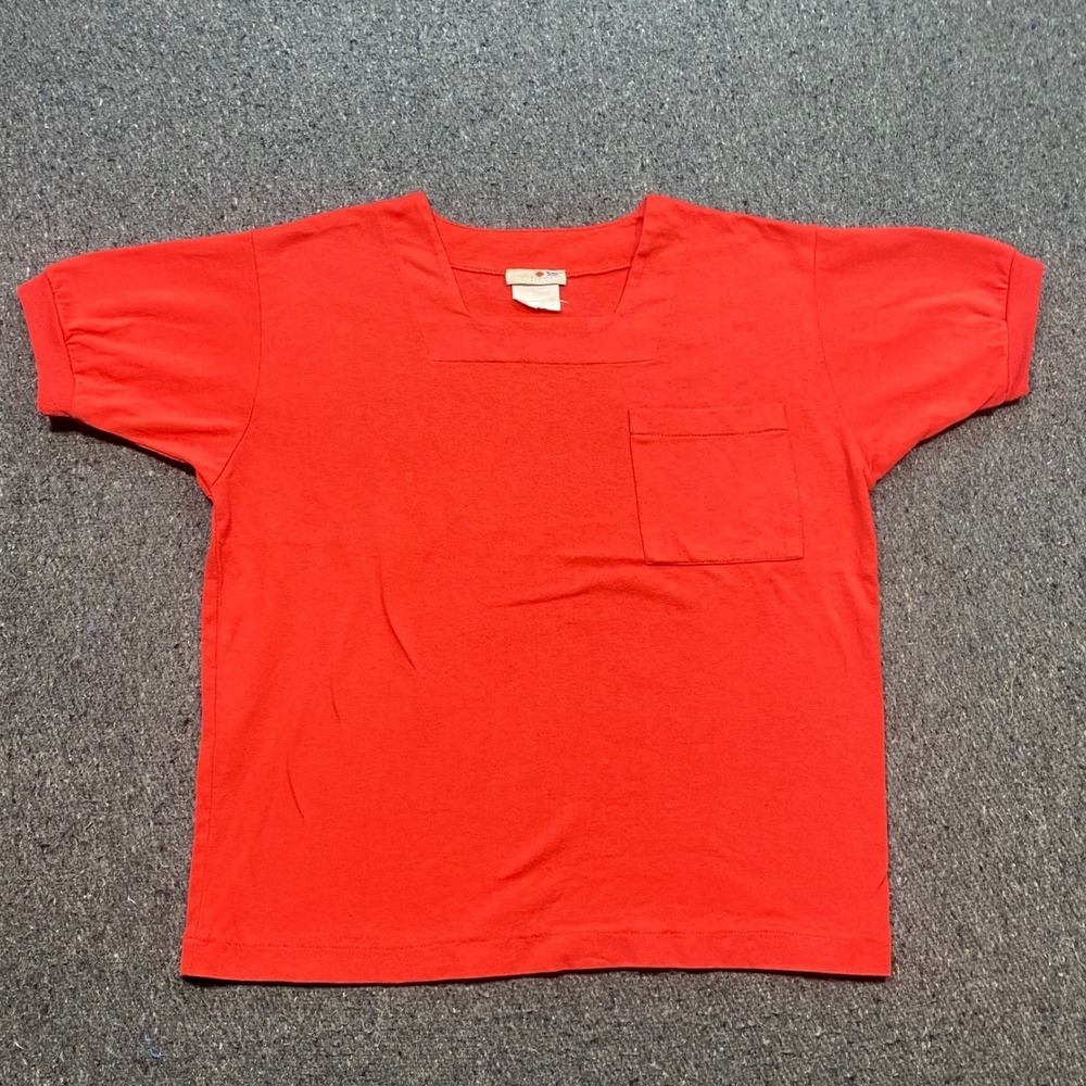 French Navy Square Neck Shirt Sz M Womens Red 90s Skater Grunge Chest Pocket USA